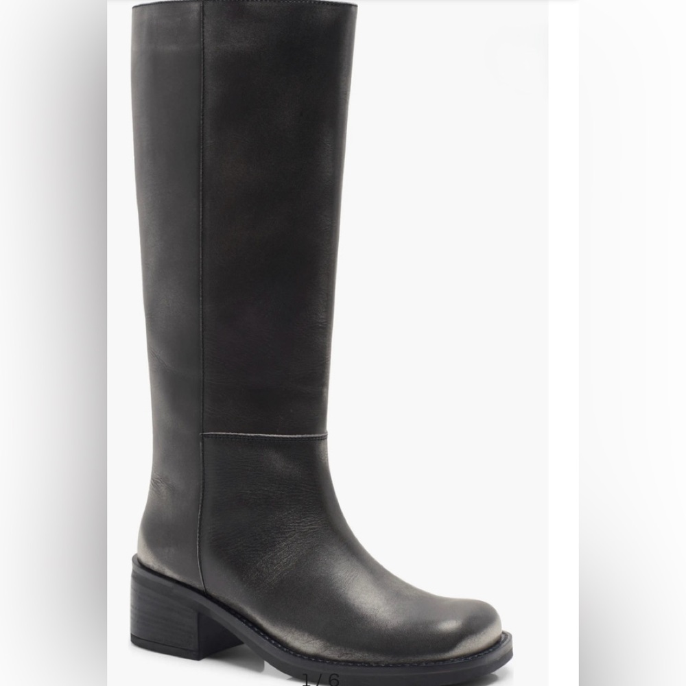 Free People Dana Black Distressed knee Boots 6 - Picture 1 of 8